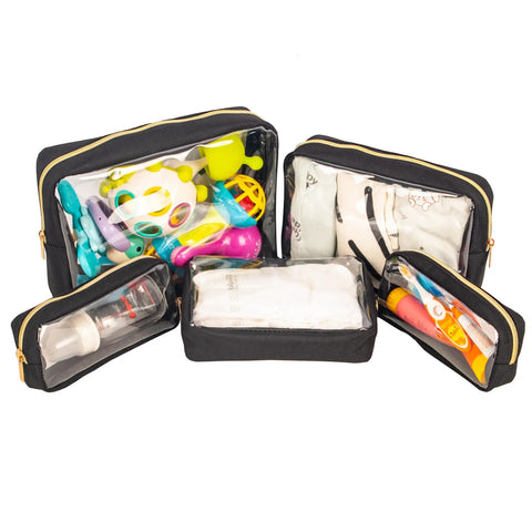 Clear TPU Diaper Bag Organizer Set Five Piece Pouch Cubes Clutch Bags For Travel Baby Essentials Waterproof TSA Approved