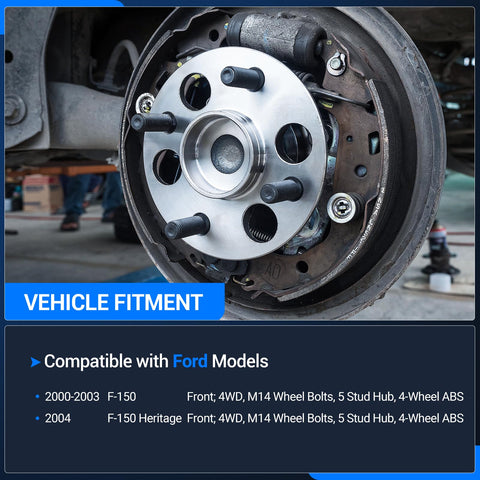 Beefy Front Wheel Bearing And Hub Assembly Kit For Ford F 150 2000 2001 2002 2003 4x4 5 Lugs With ABS shown installed on F-150