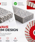 Built Tough 1.57 Inch Diamond Saw Blades Set For Granite Marble And Sandstone 40Mm Mini Cutter Kit clean cut comparison with wave rim design.