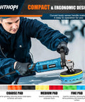 Person using Beast 1600W Rotary Buffer Polisher For Cars And Boats 7 Inch And 6 Inch Heads 7 Variable Speeds 1000-3500 RPM Detachable Handle