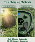 Two Pack 360 Degree Solar Animal Repeller With Ultrasonic Sound Motion Sensor And LED Lights Waterproof Outdoor Cat Dog Raccoon And Coyote Deterrent USB Rechargeable Yard Protection, solar and USB charging
