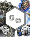 Close-up of R188ZZ deep groove ball bearings, chrome steel, double metal shields, 1/4 in ID × 1/2 in OD × 3/16 in width