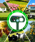 2 Pack Solar Ultrasonic Deer Repellent With Motion Sensor And Bright LED Strobe To Keep Deer Squirrels Raccoons Skunks Cats And Other Critters Off Your Yard IP65 Waterproof Outdoor Deterrent for garden, lawn, orchard, farm, and coop