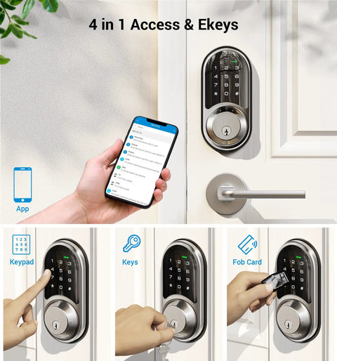 Slick Satin Nickel Front Door Smart Lock Featuring Keyless Entry And App Control With Five Way Wireless Access Remote Ekey Sharing And Hassle Free Home Security That Really Goes The Extra Mile
