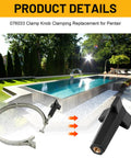 Slick Pool Filter Pump Clamping Band Knob Fits Pentair SMBW 2000 4000 Series Replace 076033 with metal clamp in outdoor setting.