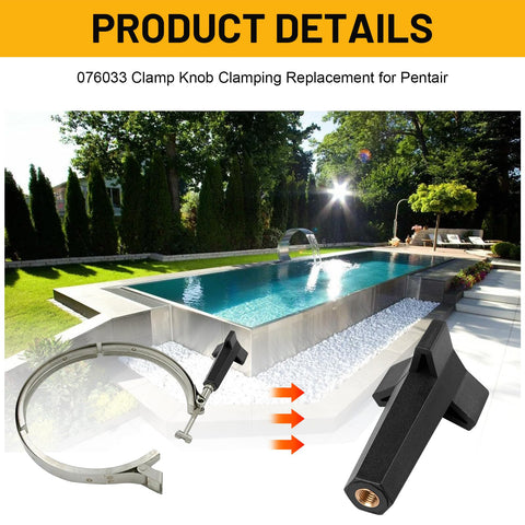 Slick Pool Filter Pump Clamping Band Knob Fits Pentair SMBW 2000 4000 Series Replace 076033 with metal clamp in outdoor setting.