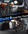1200W Folding Electric Bike For Adults And Teens compactly stored in a car trunk, highlighting foldable design for easy travel