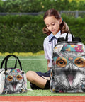 Owl Themed Backpack With Insulated Lunch Box Lightweight Fifteen Point Six Inch Laptop Daypack for work travel and picnics