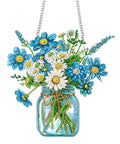 Bouquet Vase Sun Catcher Window Hanging DIY Double Sided Flowers Diamond Painting Pendant Kit With Acrylic Diamonds Art Ornament
