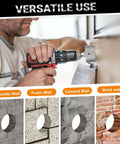9-piece masonry hole saw kit with 4-inch bits for concrete, brick, cement, and stone; SDS Plus Max shank.