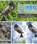 Solid Brass 12V Low-Voltage Wired Landscape Lighting Set Built Tough For Outdoor Spaces, waterproof with corrosion, heat, frost resistance.