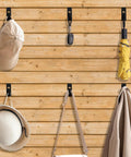 Heavy Duty Slatwall Notch Hook Set displaying hats, coat, umbrella on slat wall, Stainless Steel Slat Wall Hangers For Photo Frames And Artwork