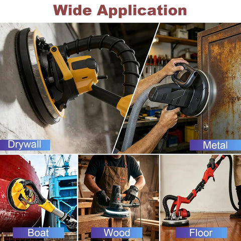 Using 25-Piece 9-Inch Mesh Sanding Discs Set With 60 80 120 180 240 Grits for drywall, metal, boat, wood, and floor sanding.