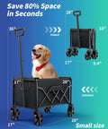 Collapsible Wagon With Wheels Foldable Dog Cart That Holds Up To 200 Lbs 80L Interior Storage shown folded and in use with dog