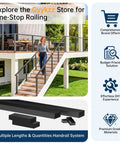Heavy Duty Matte Black Stainless Steel Cable Railing Handrail Kit With Pom Connectors 12 Foot Guardrail System for Decks and Stairs