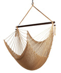 Ultra Comfy 48 Inch Polyester Hammock Chair With Built In Footrest, Spacious Ergonomic Swing Seat, Weather Resistant Outdoor Hanging Chair In Tan