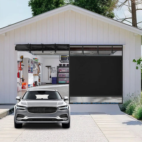 Magnetic Screen Door With Privacy Shield Hands Free Auto Close Snaps Shut Behind You For Total Privacy Black 196 By 86 Inches Easy Install Keeps Bugs Out And Home Fresh installed on garage