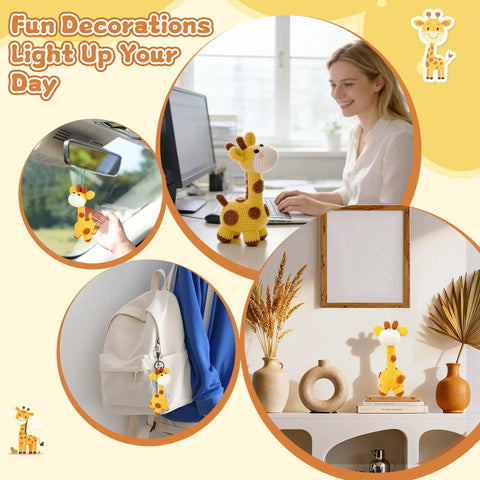 Image featuring Beginner Crochet Kit For Adorable Giraffe Toy Made Easy And Fun With Yarn Hook And Video Tutorial Step By Step Instructions Complete DIY Craft Pack For Adults Arts And Crafts Lovers Room Decor Gift.