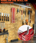57-piece bolt size finder and thread gauge set, red metal, wall-mounted with standard/metric gauges and drill-bit gauges