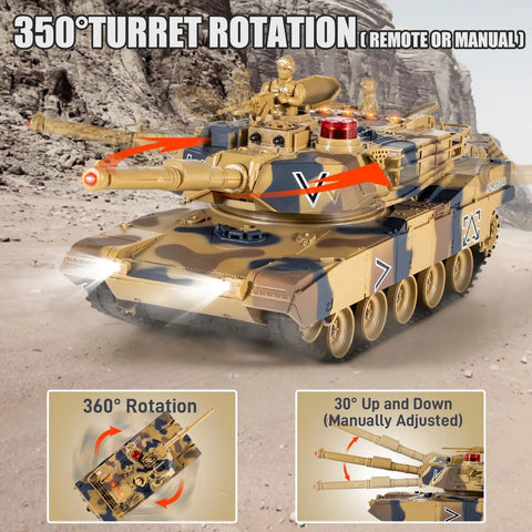 Epic Remote Control Battle Tank Set 1/24 With M1A2 And German Leopard II Tanks featuring turret rotation, wireless RC model.