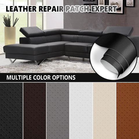 Leather Repair Patch Self Adhesive Breathable Perforated Faux Leather Patch For Furniture Cars Seats Office Chairs And Sofas Black 7.8x11.8 Inch Easy Fix For Worn Spots And Tears color options