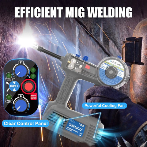 100Amp Handheld MIG Welder Gasless Flux MIG Welding Machine Portable 100V with clear control panel and cooling fan