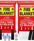 Must Have Emergency Fire Blanket 40 By 40 Inches Pack Of 2 with Hooks, Gloves; red packaging with safety instructions.
