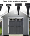 8 Inch T Strap Gate Hinges Heavy Duty For Shed Barn Door Black Tee Hinges For Wooden Fence Yard Gate Wrought Iron Rustproof 2 Pack Durable Weather Resistant Build on gray shed door