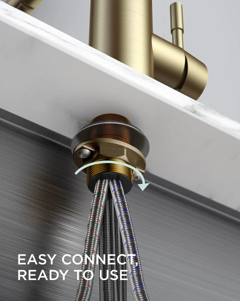 Gold Kitchen Faucet With Pull Down Sprayer, Stainless Steel Commercial Pro Grade Single Handle Spring Pull Down Sink Faucet For Pot Filler, Farmhouse Style For Kitchen, Camper, Bar And Laundry Room