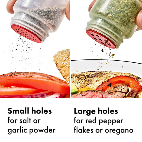 Outdoor 7 Piece Spice Shaker and Squeeze Bottle Set for Camping and Camp Kitchen Setup with interchangeable lids