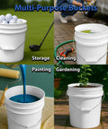 5 Gallon Airtight Bucket With Gasket Lid, Food Grade BPA Free Plastic, multi-use for storage, cleaning, painting, gardening