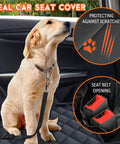 Dog sitting on Go To Dog Car Seat Cover For Backseat Waterproof Bench Protector For Cars Trucks And SUVs Non Slip With Middle Armrest 53 By 47 Inches