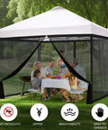 10x10 Ft Pop Up Canopy Mosquito Netting With Zipper Doors Universal Bug Screen Enclosure For Camping Patio And Backyard Create A Bug Free Outdoor Space While You Kick Back Black