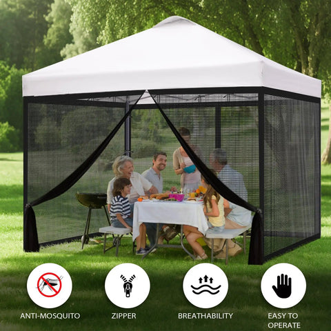 10x10 Ft Pop Up Canopy Mosquito Netting With Zipper Doors Universal Bug Screen Enclosure For Camping Patio And Backyard Create A Bug Free Outdoor Space While You Kick Back Black
