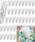 Totally Awesome 40 Pack Balloon Arch Clips Set With 2.4 Inch Plastic Spring Clamps For Party Decor Backdrops And Crafts That Stay Hidden, clear clips shown with balloon arch backdrop
