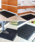 Non Slip Rubber Doormat 2 Pack Heavy Duty Anti Fatigue Drainage Floor Mats For Indoor Outdoor Use 24x36 shown in situ.