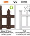 Comparison of Solid Fir Wood Garden Picket Fence Edging Kit With Five Panels and PVC showing material and health benefits.