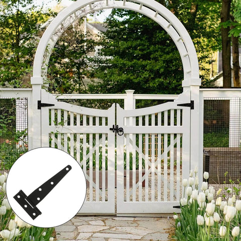 4 Pack 5 Inch T Strap Hinges Heavy Duty Outdoor Gate Hinges Black For Wood Fences Barn Doors Sheds And Gates Premium Iron Hardware