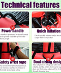 Technical features of Inflatable Wing Foil Board with power handle, quick inflation, safety wrist rope, dual airbag design