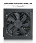 650W 80 Plus Gold Certified Non Modular ATX Power Supply With 6 Plus 2 Pin Connectors PFC Protection And RoHS Compliance 120mm Silent Fan