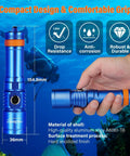 D710 3000 Lumen Underwater Dive Light With 6 Degree Narrow Beam IP68 Waterproof To 150 Meters Scuba Flashlight in hand