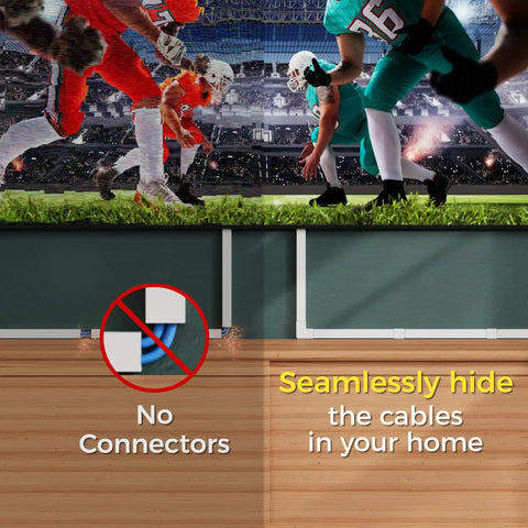 Cord Hider Kit With 113 Inch Cable Covers For Wires On The Wall, Paintable Self Adhesive Cable Raceway Under TV Display