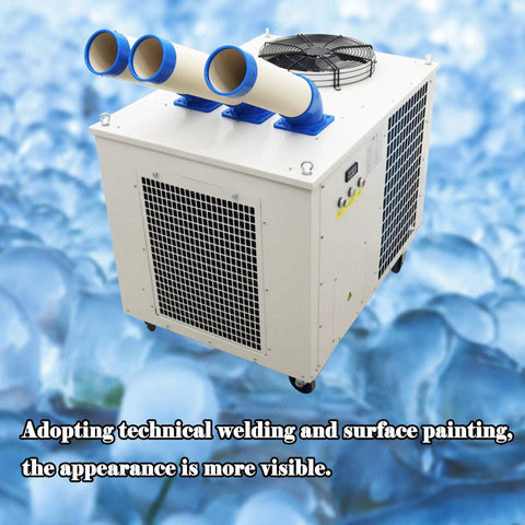 Hardcore 220V Industrial Air Conditioner Packing 29800 BTU with dual exhaust hoses, designed for effective cooling in large spaces.