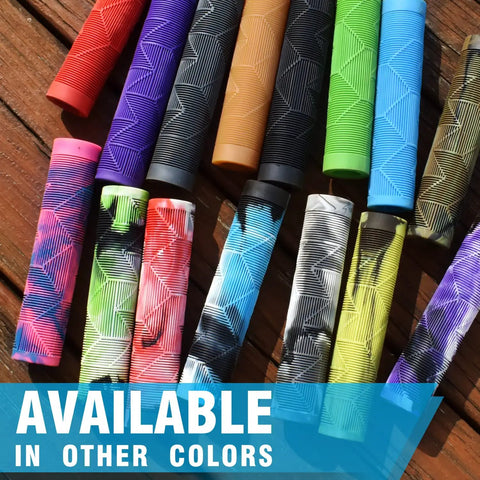 Multiple Grippy Flangeless Handlebar Grips For Flat Straight Bars And Scooters With 140 mm Non Slip Grip in various colors.