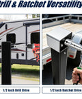 Get Rid Of The Arm Busting Lazy Crank On Your Top Wind Trailer Jack And Switch To This Handy Cordless Drill Adapter in use