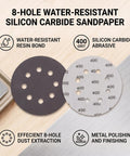 Heavy Duty 5 Inch Hook And Loop Sanding Discs With 8 Holes Premium Silicon Carbide Grit For Wood Metal And DIY Projects Fast Material Removal