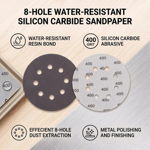 Heavy Duty 5 Inch Hook And Loop Sanding Discs With 8 Holes Premium Silicon Carbide Grit For Wood Metal And DIY Projects Fast Material Removal