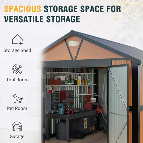 Extra Large 10x12 Outdoor Storage Shed With Lockable Doors, Metal Construction, Two Windows, Steel Backyard Utility Shed
