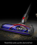 Cordless Vacuum With Motorbar Cleaner Head For Hardwood Floors And Carpets, Detangles Hair, Converts To Handheld, 100AW Suction cleaning debris
