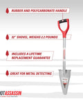 32 Inch Serrated Garden Shovel And Saw Combo with rubber handle, ideal for slashing roots and heavy duty yard work.
